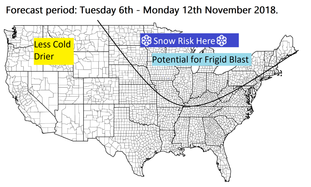 Frigid snow blast predicted forecast U.S. of snow ahead